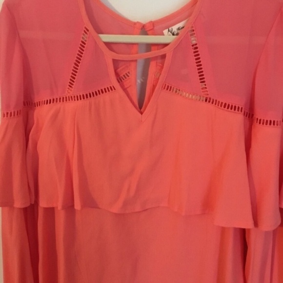 NWT Coral Ruffle Top Southwestern LONG Sleeves - Picture 5 of 8